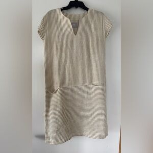 Chic Striped Tan and White Dress